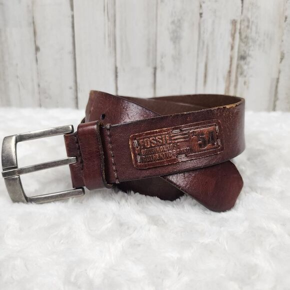 Fossil Leather Belt Brown Size 34 - Picture 1 of 7